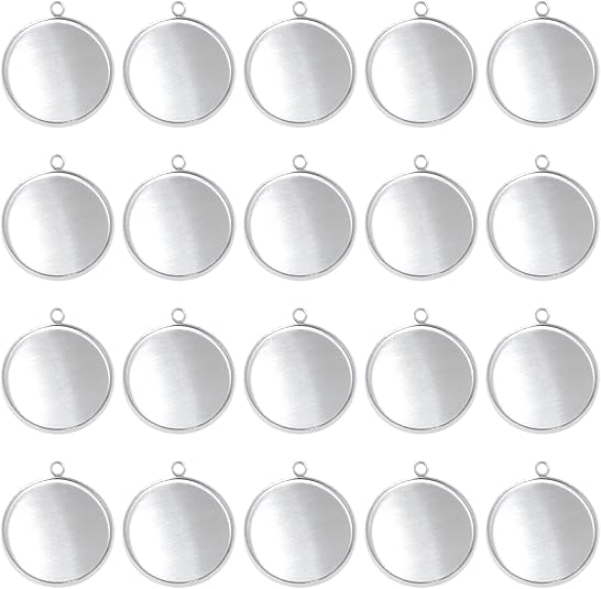 Resin Art Keychain - 20 Pieces Stainless Steel Round Bezel