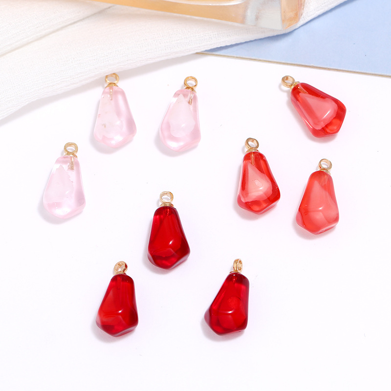 Resin Art Keychain - 10pcs Pomegranate Seed Resin Pendants Fruit