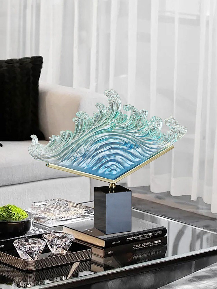Resin Art Gift For Anniversary - Transparent Gradient Ocean Wave Resin Sculpture