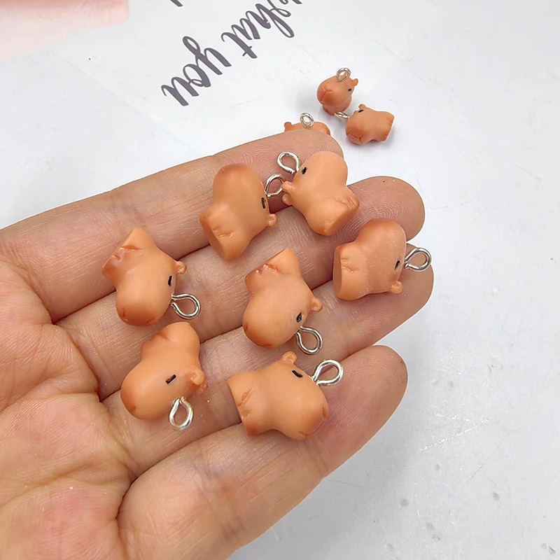 Resin Art Earrings - 10pcs Cute Small Capybara Charms for