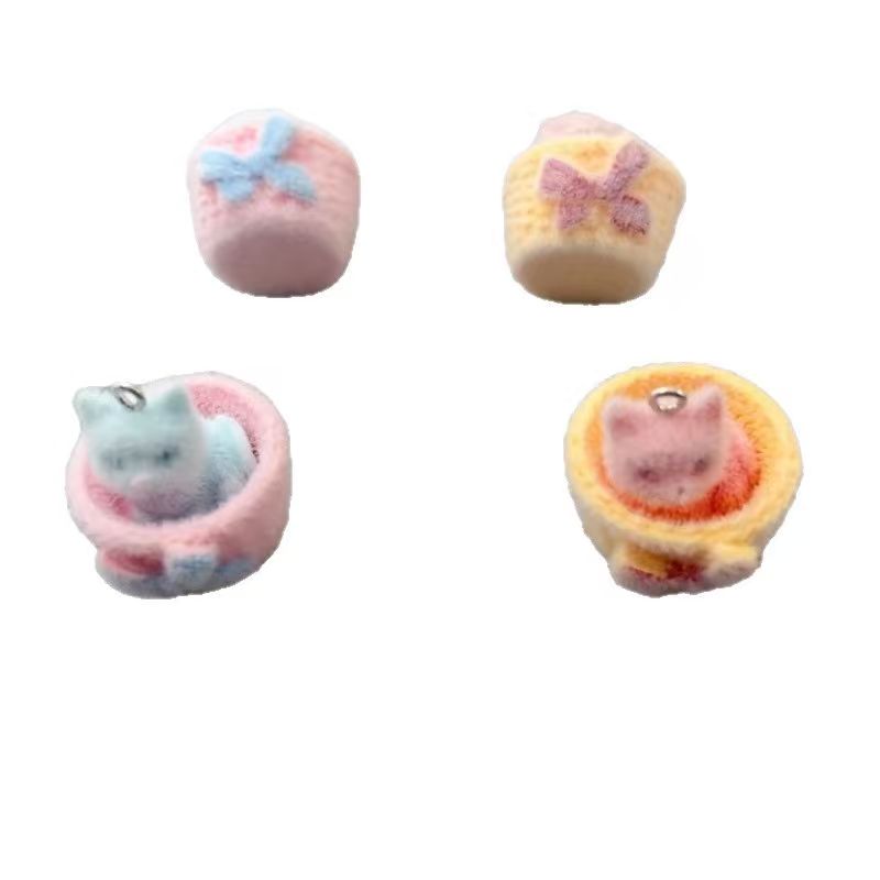 4pcs 3D plush resin cat pendan - Resin Art Earrings review and price