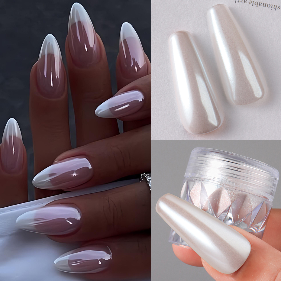 1 Box White Chrome Pearl Nail  - Pearl Powder Resin review and price