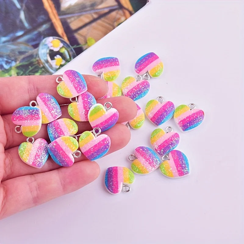 10Pcs Colorful Heart Resin Cha - Resin Art Earrings review and price