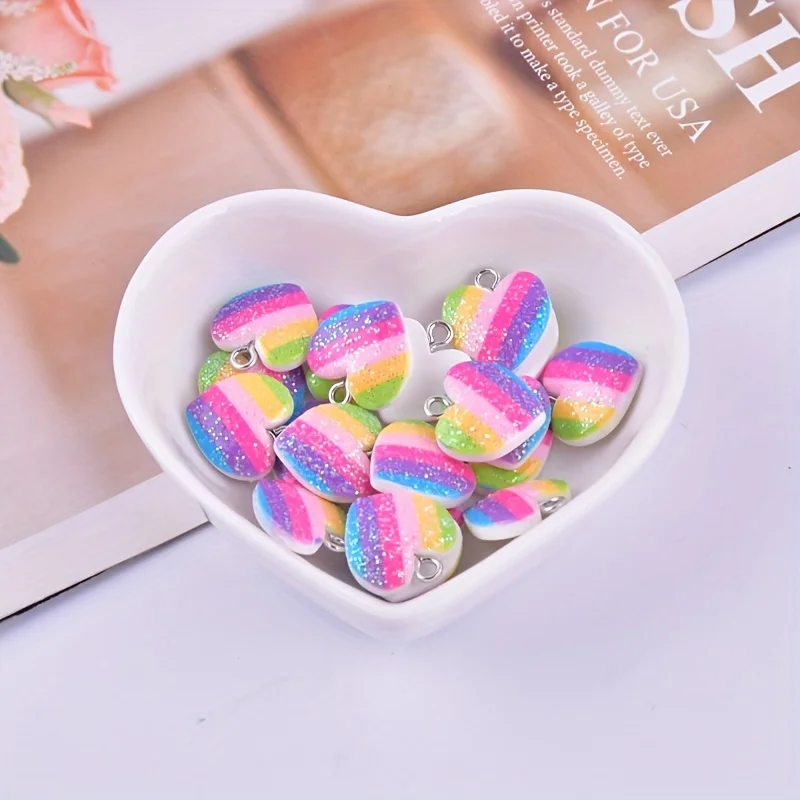 10Pcs Colorful Heart Resin Cha - Resin Art Earrings review and price