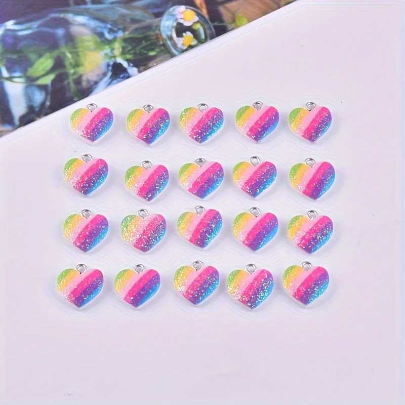 10Pcs Colorful Heart Resin Cha - Resin Art Earrings review and price