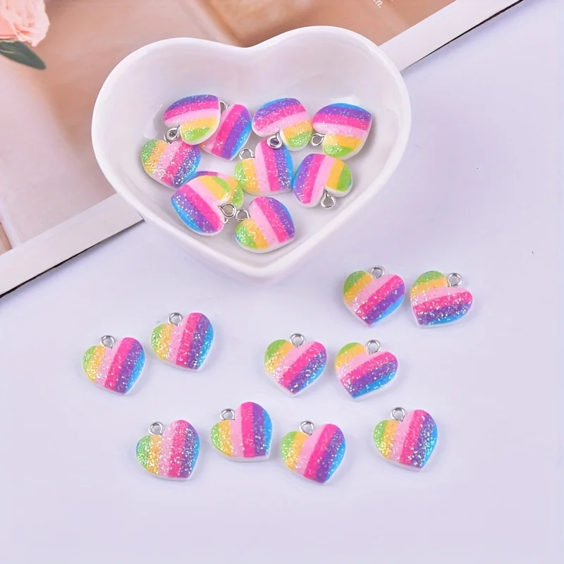 10Pcs Colorful Heart Resin Cha - Resin Art Earrings review and price